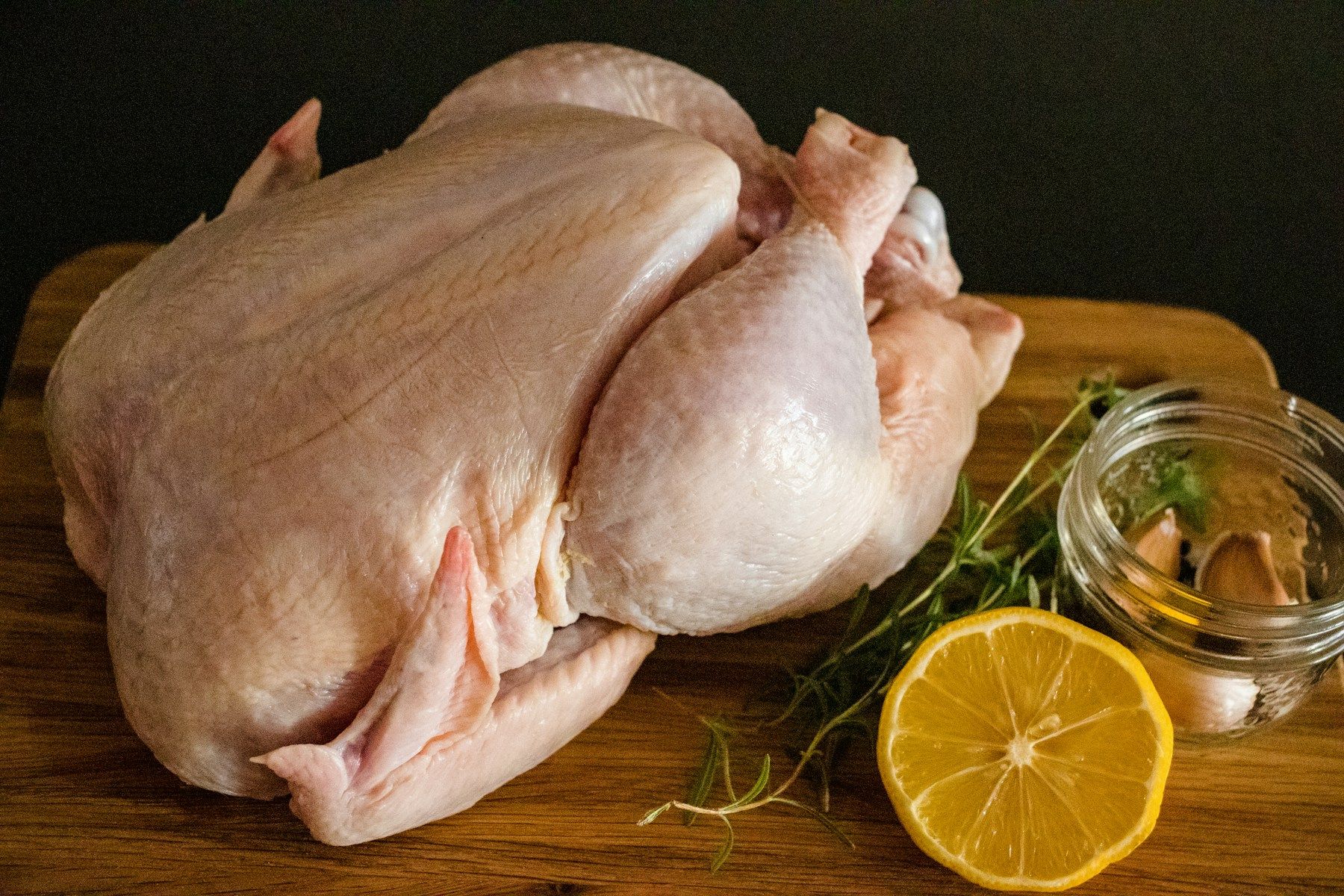 A whole dressed broiler chicken.